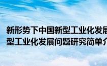 新形势下中国新型工业化发展问题研究(对于新形势下中国新型工业化发展问题研究简单介绍)