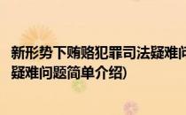 新形势下贿赂犯罪司法疑难问题(对于新形势下贿赂犯罪司法疑难问题简单介绍)