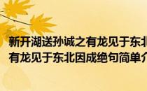 新开湖送孙诚之有龙见于东北因成绝句(对于新开湖送孙诚之有龙见于东北因成绝句简单介绍)