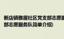 新店镇雅居社区党支部志愿服务队(对于新店镇雅居社区党支部志愿服务队简单介绍)