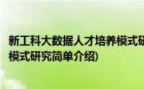 新工科大数据人才培养模式研究(对于新工科大数据人才培养模式研究简单介绍)