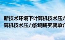 新技术环境下计算机技术压力影响研究(对于新技术环境下计算机技术压力影响研究简单介绍)