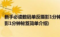 新手必读数码单反摄影1分钟秘笈(对于新手必读数码单反摄影1分钟秘笈简单介绍)