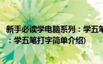 新手必读学电脑系列：学五笔打字(对于新手必读学电脑系列：学五笔打字简单介绍)