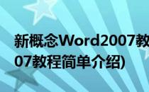 新概念Word2007教程(对于新概念Word2007教程简单介绍)