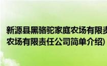 新源县黑骆驼家庭农场有限责任公司(对于新源县黑骆驼家庭农场有限责任公司简单介绍)