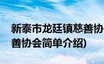 新泰市龙廷镇慈善协会(对于新泰市龙廷镇慈善协会简单介绍)
