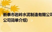 新泰市岩岭水泥制造有限公司(对于新泰市岩岭水泥制造有限公司简单介绍)