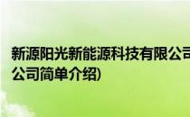 新源阳光新能源科技有限公司(对于新源阳光新能源科技有限公司简单介绍)