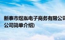 新泰市煜胤电子商务有限公司(对于新泰市煜胤电子商务有限公司简单介绍)