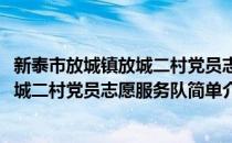 新泰市放城镇放城二村党员志愿服务队(对于新泰市放城镇放城二村党员志愿服务队简单介绍)