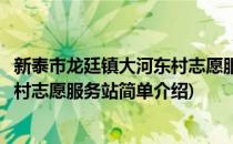 新泰市龙廷镇大河东村志愿服务站(对于新泰市龙廷镇大河东村志愿服务站简单介绍)