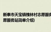 新泰市天宝镇槐林村志愿服务站(对于新泰市天宝镇槐林村志愿服务站简单介绍)