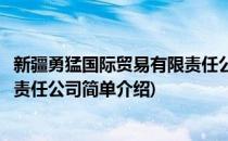 新疆勇猛国际贸易有限责任公司(对于新疆勇猛国际贸易有限责任公司简单介绍)