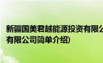 新疆国美君越能源投资有限公司(对于新疆国美君越能源投资有限公司简单介绍)