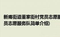 新甫街道董家街村党员志愿服务队(对于新甫街道董家街村党员志愿服务队简单介绍)