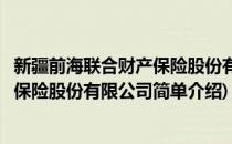 新疆前海联合财产保险股份有限公司(对于新疆前海联合财产保险股份有限公司简单介绍)