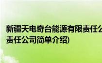 新疆天电奇台能源有限责任公司(对于新疆天电奇台能源有限责任公司简单介绍)