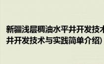 新疆浅层稠油水平井开发技术与实践(对于新疆浅层稠油水平井开发技术与实践简单介绍)