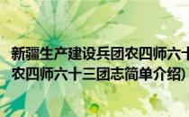 新疆生产建设兵团农四师六十三团志(对于新疆生产建设兵团农四师六十三团志简单介绍)