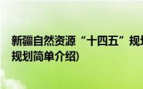 新疆自然资源“十四五”规划(对于新疆自然资源“十四五”规划简单介绍)
