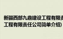新疆西部九鼎建设工程有限责任公司(对于新疆西部九鼎建设工程有限责任公司简单介绍)