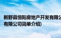 新野县恒阳房地产开发有限公司(对于新野县恒阳房地产开发有限公司简单介绍)