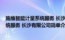 施维智能计量系统服务 长沙有限公司(对于施维智能计量系统服务 长沙有限公司简单介绍)