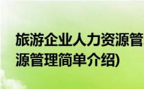 旅游企业人力资源管理(对于旅游企业人力资源管理简单介绍)