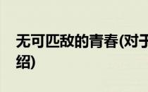 无可匹敌的青春(对于无可匹敌的青春简单介绍)