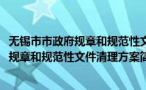无锡市市政府规章和规范性文件清理方案(对于无锡市市政府规章和规范性文件清理方案简单介绍)