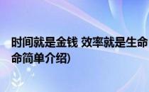 时间就是金钱 效率就是生命(对于时间就是金钱 效率就是生命简单介绍)