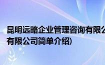昆明远略企业管理咨询有限公司(对于昆明远略企业管理咨询有限公司简单介绍)