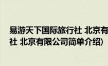 易游天下国际旅行社 北京有限公司(对于易游天下国际旅行社 北京有限公司简单介绍)
