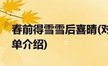 春前得雪雪后喜晴(对于春前得雪雪后喜晴简单介绍)