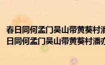 春日同何孟门吴山带黄葵村潘亦庶集吴琬若新楼分赋(对于春日同何孟门吴山带黄葵村潘亦庶集吴琬若新楼分赋简单介绍)