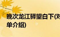 晚次龙江驿望白下(对于晚次龙江驿望白下简单介绍)