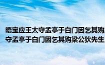 晤宝应王太守孟亭于白门因乞其购梁公狄先生兄弟遗集(对于晤宝应王太守孟亭于白门因乞其购梁公狄先生兄弟遗集简单介绍)