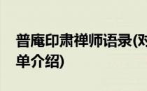 普庵印肃禅师语录(对于普庵印肃禅师语录简单介绍)