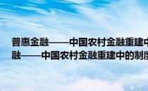 普惠金融——中国农村金融重建中的制度创新与法律框架(对于普惠金融——中国农村金融重建中的制度创新与法律框架简单介绍)