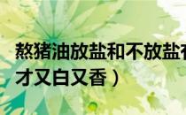 熬猪油放盐和不放盐有什么区别（怎样熬猪油才又白又香）