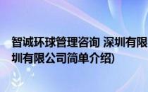 智诚环球管理咨询 深圳有限公司(对于智诚环球管理咨询 深圳有限公司简单介绍)