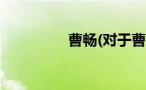 曹畅(对于曹畅简单介绍)