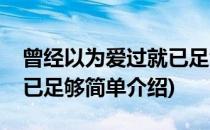 曾经以为爱过就已足够(对于曾经以为爱过就已足够简单介绍)