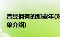 曾经拥有的那些年(对于曾经拥有的那些年简单介绍)