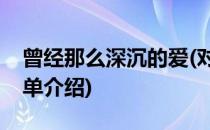 曾经那么深沉的爱(对于曾经那么深沉的爱简单介绍)