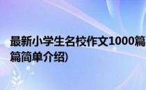 最新小学生名校作文1000篇(对于最新小学生名校作文1000篇简单介绍)