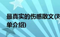 最真实的伤感散文(对于最真实的伤感散文简单介绍)