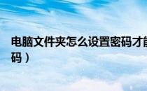 电脑文件夹怎么设置密码才能打开（电脑文件夹怎么设置密码）