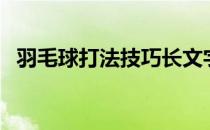 羽毛球打法技巧长文字（羽毛球打法技巧）